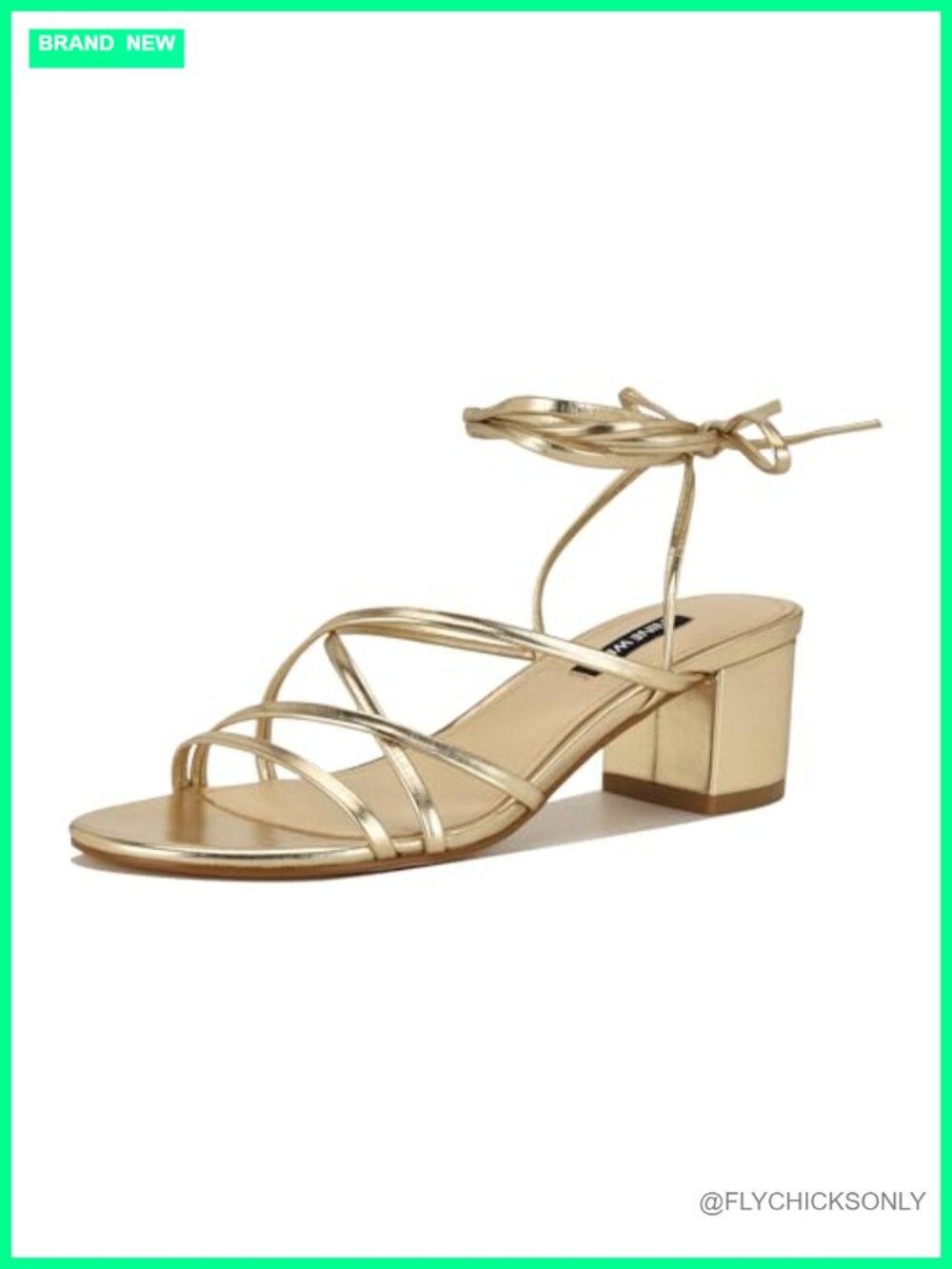 Faux Leather Strappy Block Heel Sandals Tie Closure Wedding